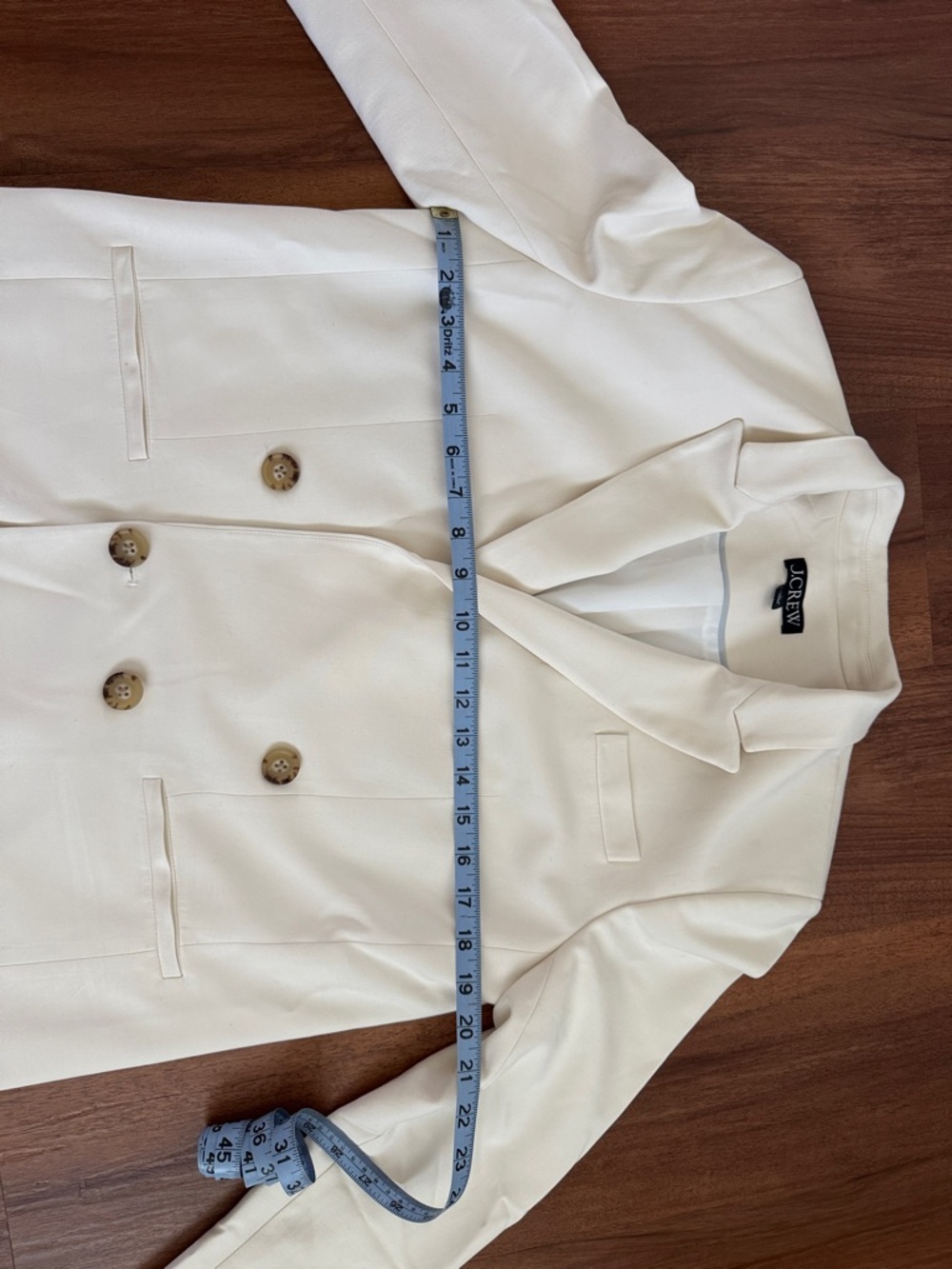 J. Crew Double-Breasted Cream Blazer (Matching pants also listed) - Picture 3 of 8